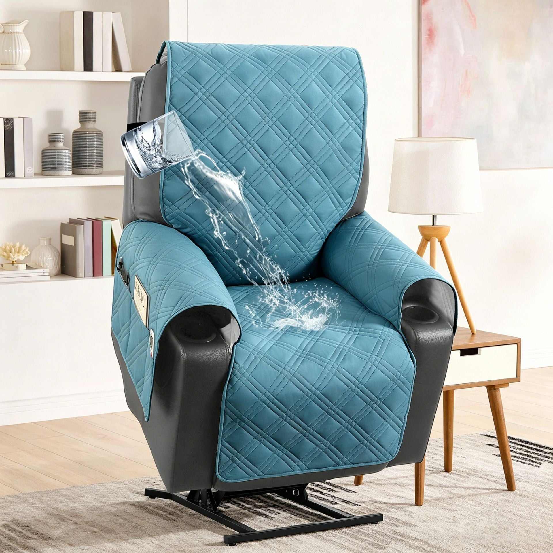 Electric Recliner Sofa Cover - Smoky Cyan