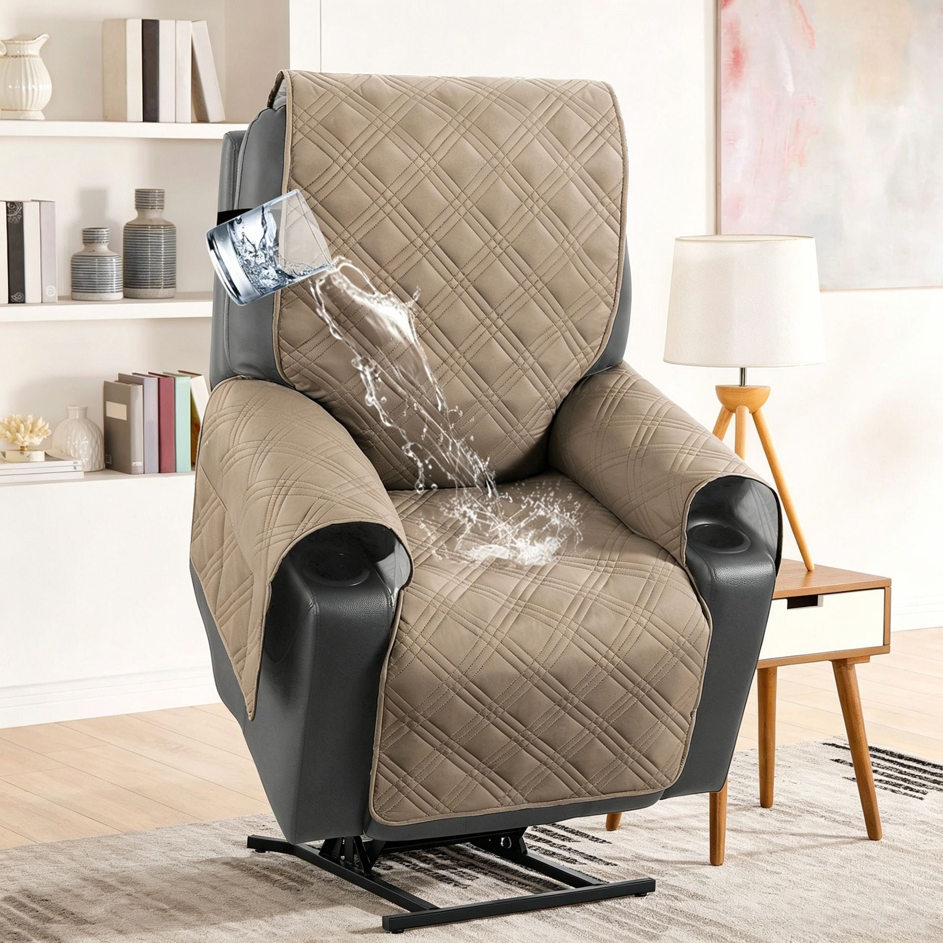 Electric Recliner Sofa Cover - Grey Brown