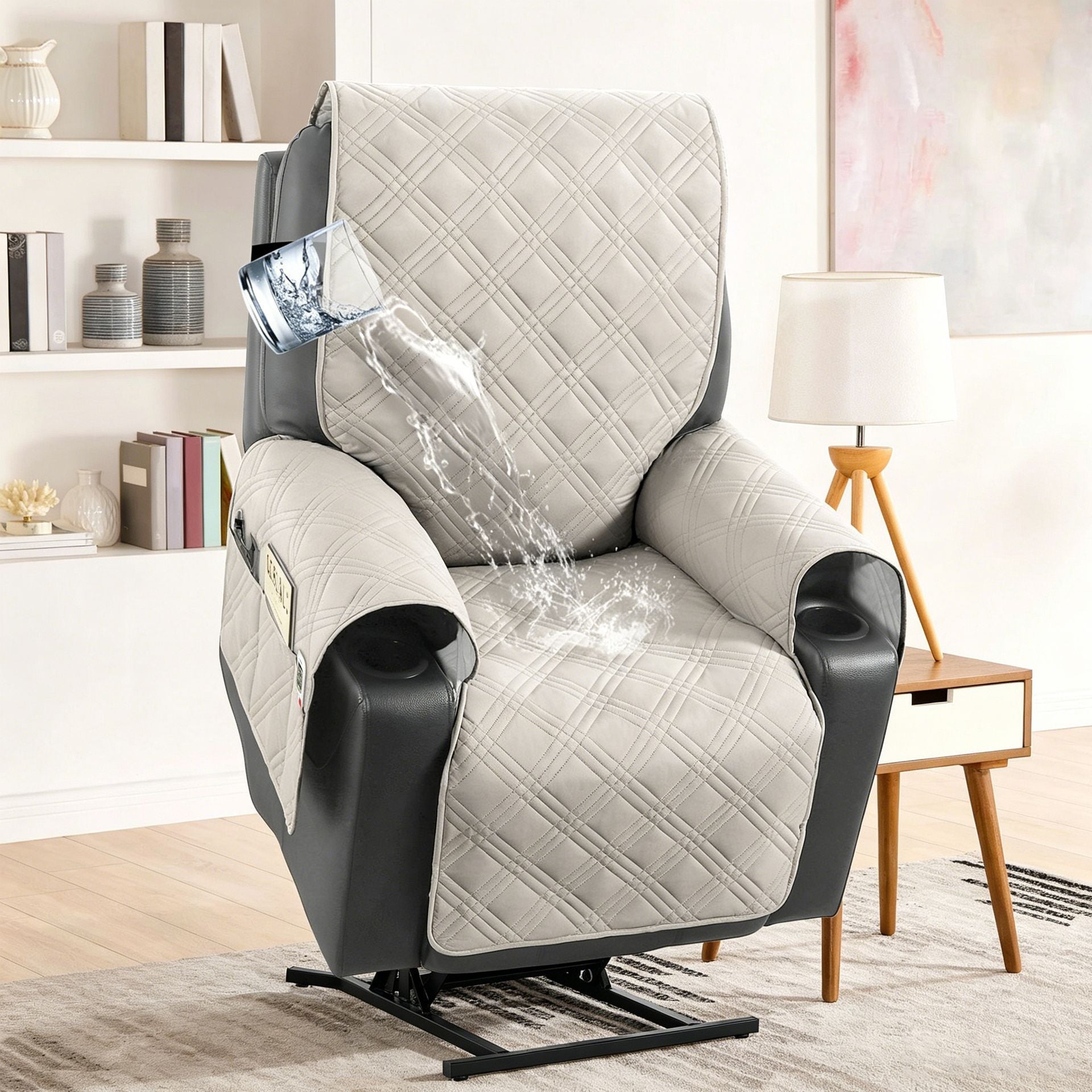 Electric Recliner Sofa Cover - French Grey