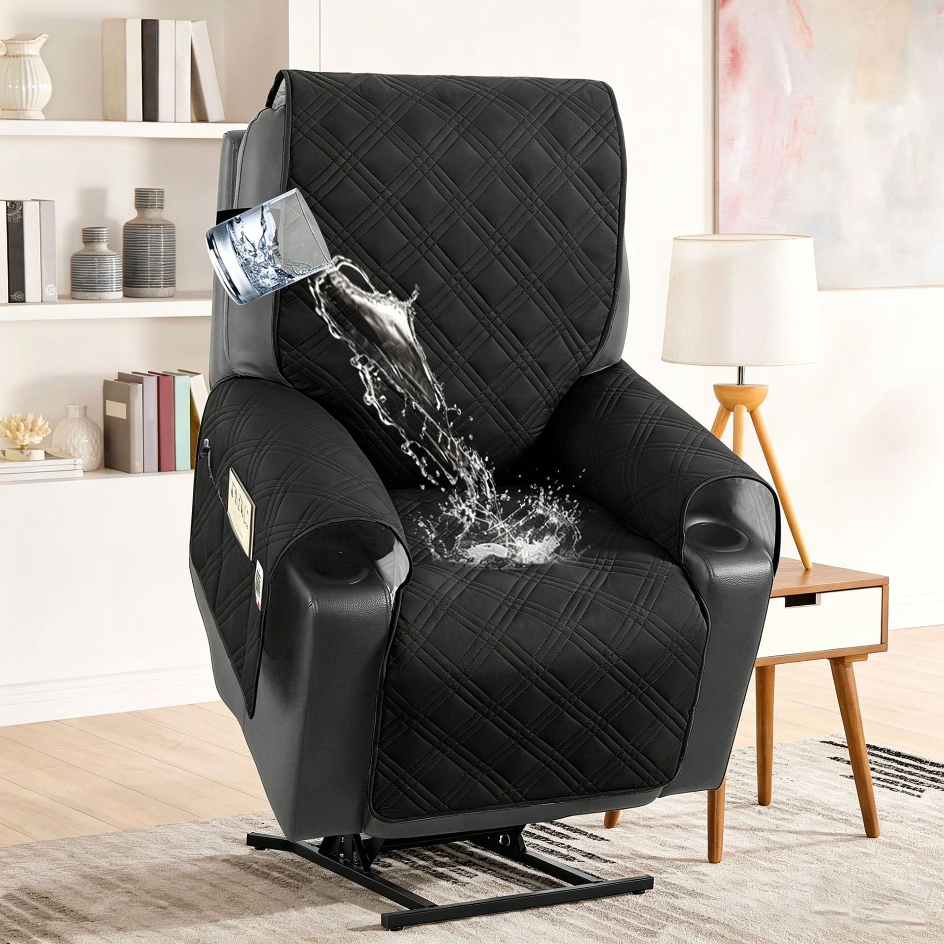 Electric Recliner Sofa Cover - Black