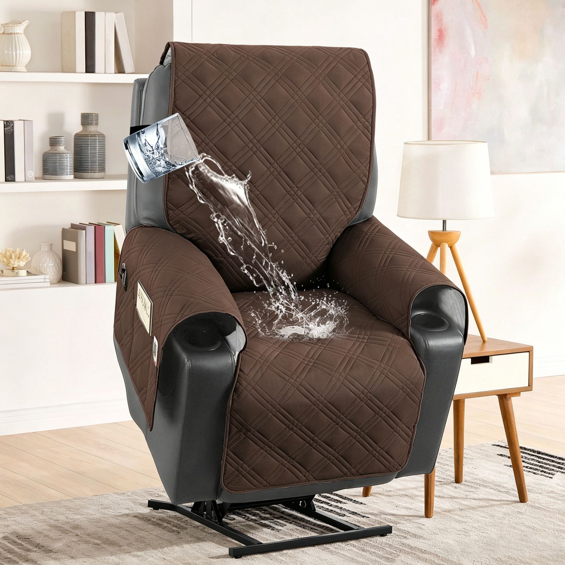 Electric Recliner Sofa Cover - Coffee Brown