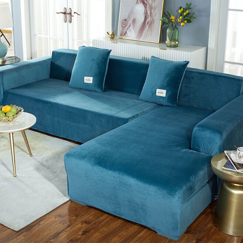 Cover of Corner Sofa with Armrests of Sofa Sofa of Protection Expandable in Shape of L Blue, Lake Double Please Buy Two Pieces, 145185cm
