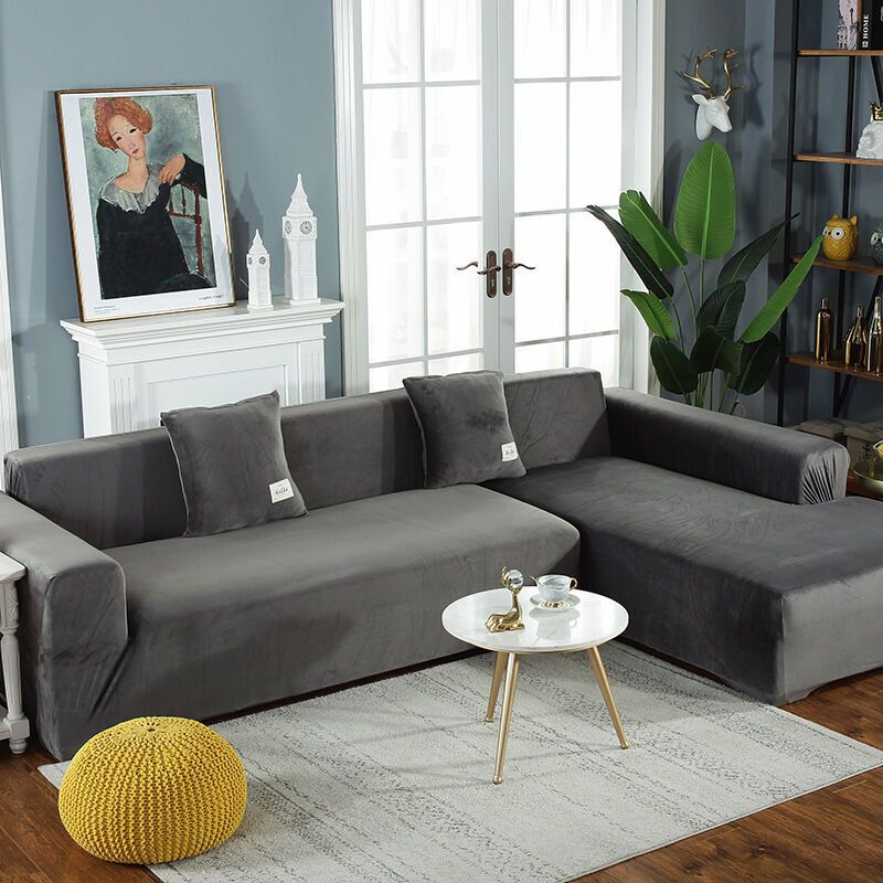 Cover of Corner Sofa with Armrests of Sofa Sofa of Protection Expandable in Shape of L Blue, Lake Double Please Buy Two Pieces, 145185cm