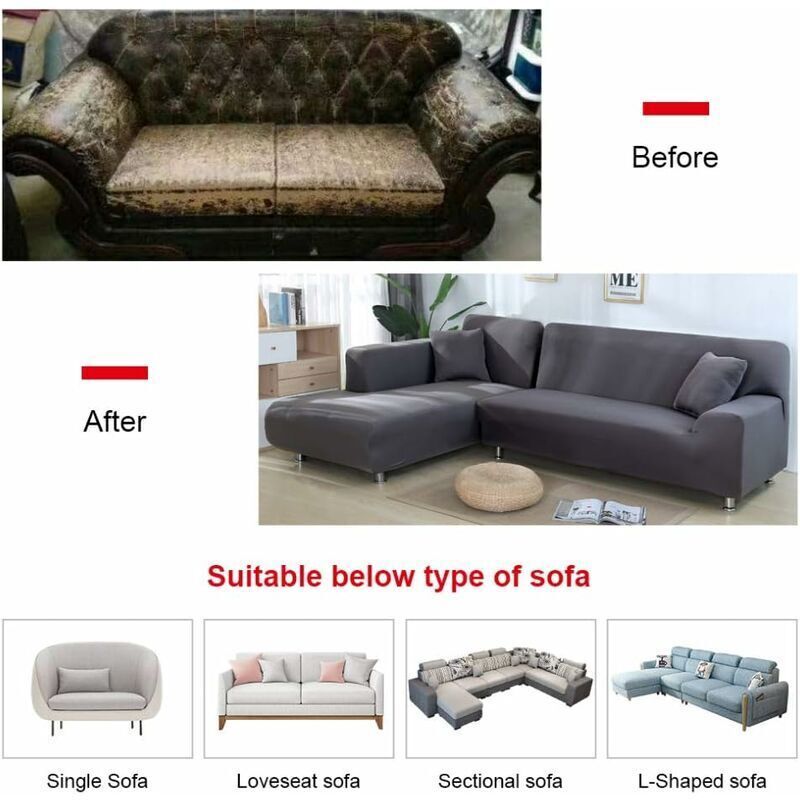 Cover of Corner Sofa with Armrests of Sofa Sofa of Protection Expandable in Shape of L Blue, Lake Double Please Buy Two Pieces, 145185cm