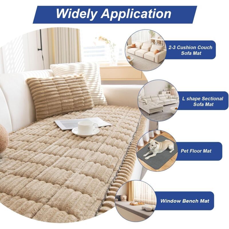 Epais Cover of Sofa Lavable Slip, Cover of Sofa Anti-Nouveau Velours Cotele Doux Cover Sofa 2 3 4 Places, 70x90cm