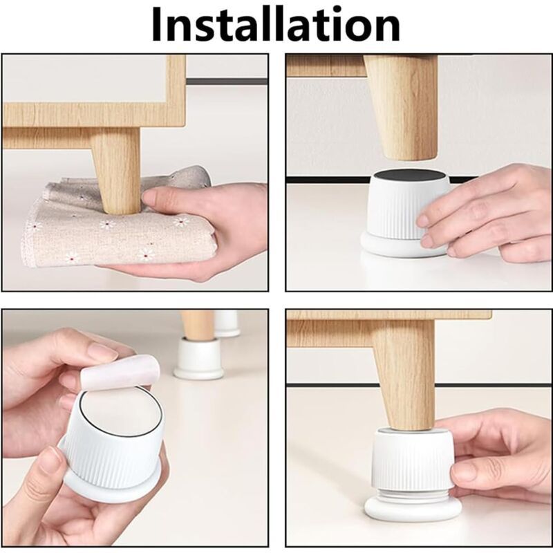 4 Pcs Adjustable Boosters Antiderapants for Furniture Black, Beds Sofas, Tables and Chairs Legs of Furniture Reglables of 4.1 to, 6.3 cm