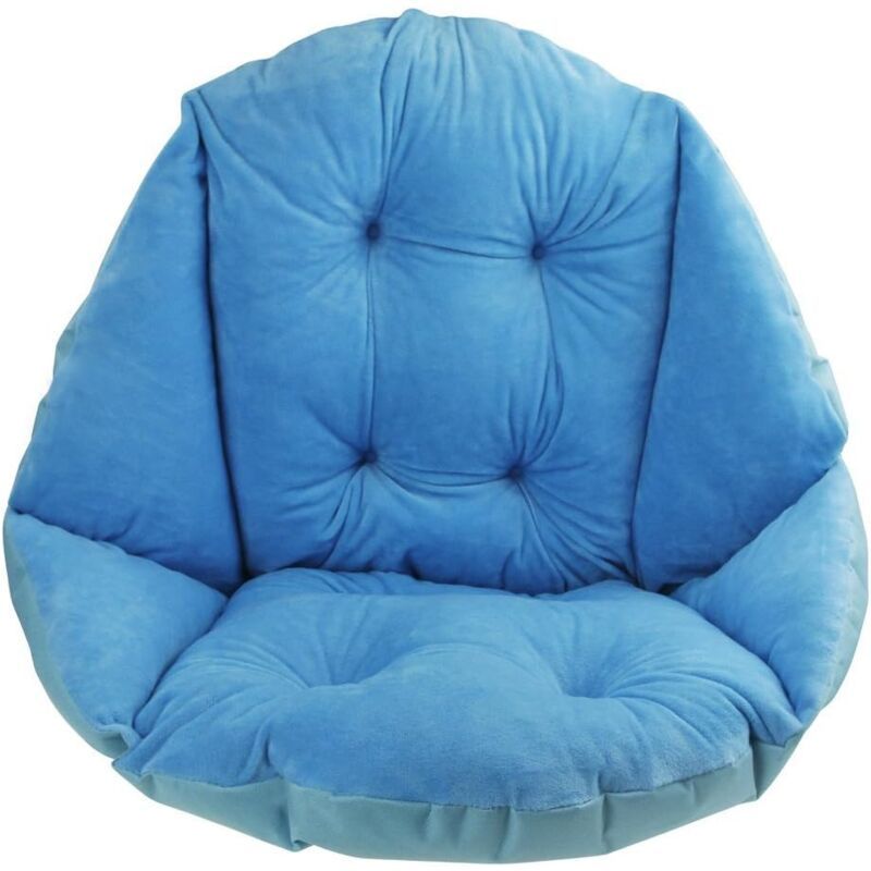 Chair Cushion with Backrest Waterproof Velvet Cover for Garden Straw Rattan Chair, Blue, 40 x 52cm