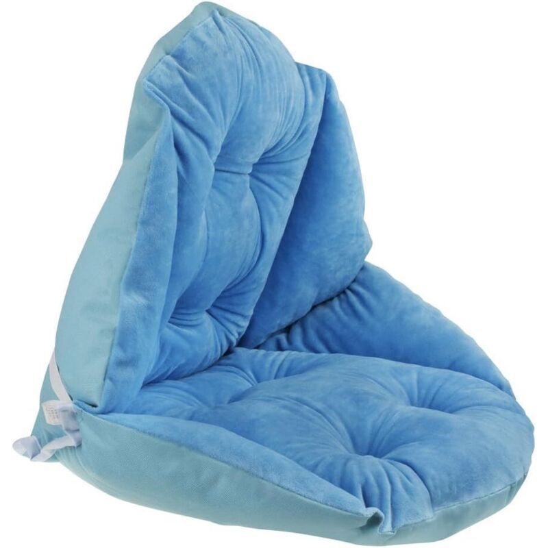 Chair Cushion with Backrest Waterproof Velvet Cover for Garden Straw Rattan Chair, Blue, 40 x 52cm