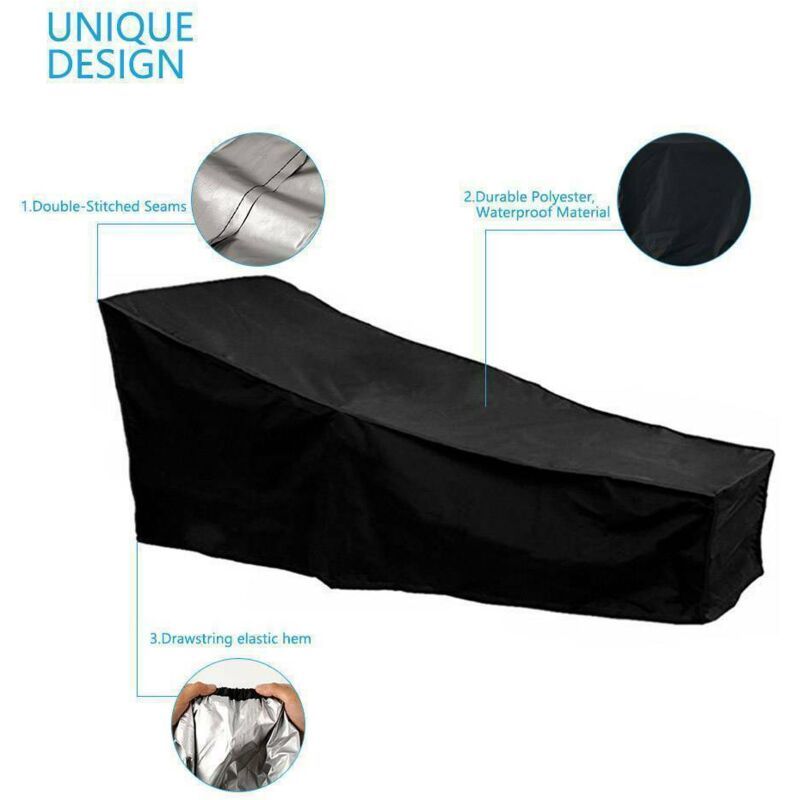 Protective Cover, Waterproof, Windproof, Anti UV, 210D Oxford Fabric Protective Cover for Sun Lounger, Deckchair, 210x75x40, Black, 80cm