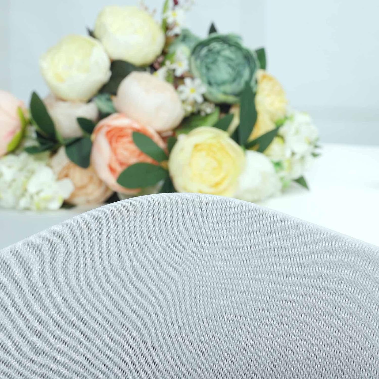 Efavormart Satin Rosette White Stretch Banquet Spandex Chair Cover Dinning Event Slipcover for Wedding Party Banquet Catering