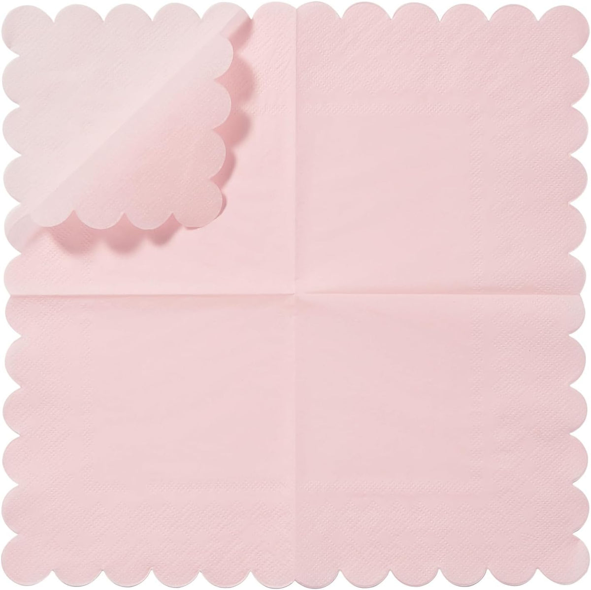 100 Pack Cocktail Napkin 2-Ply Scalloped Edged Dessert Napkins Folded 5 x 5 Inches Disposable Napkins for Dinner Wedding Birthday Party Bridal Anniversary Recepti Event (Pink)