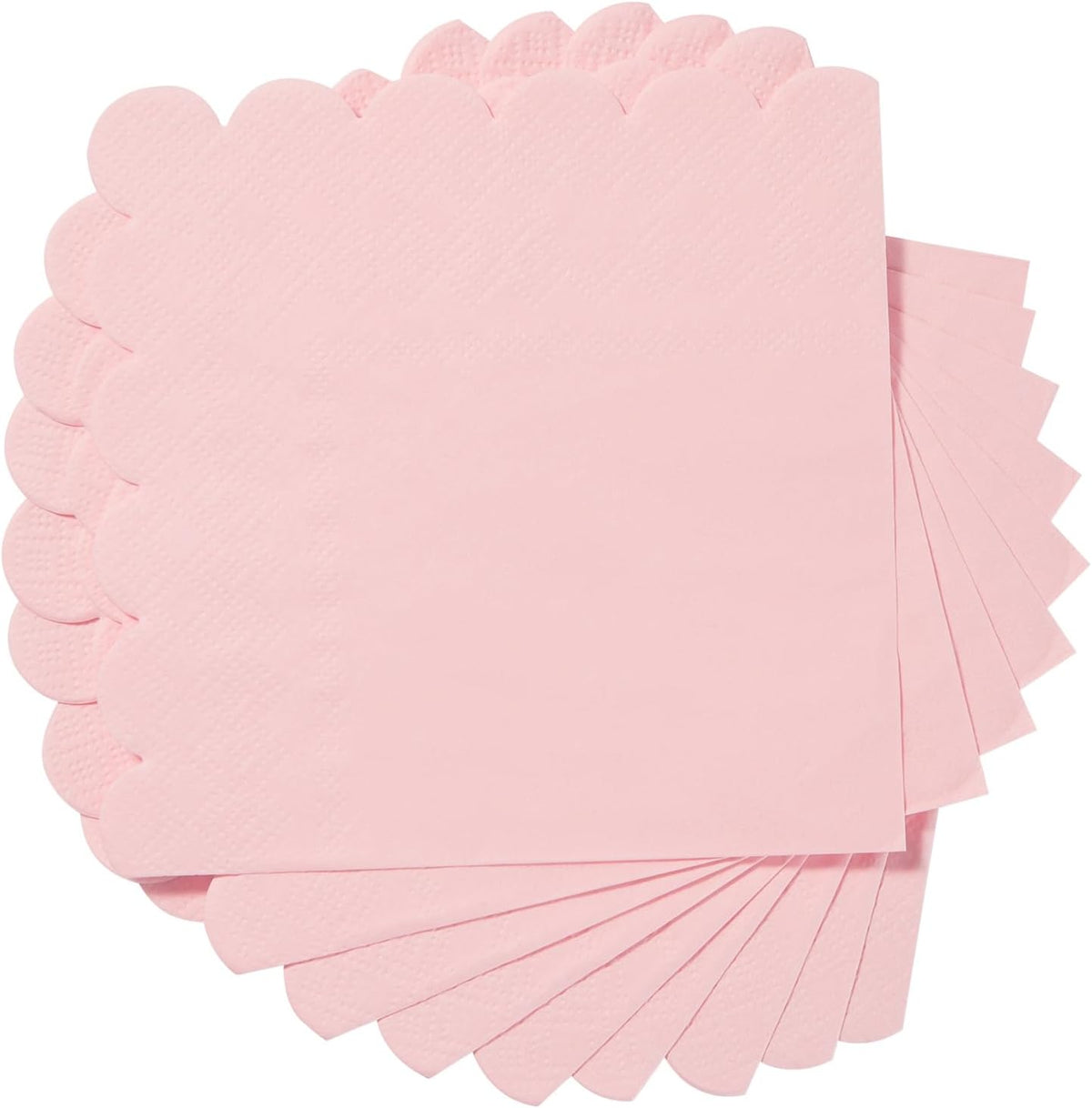 100 Pack Cocktail Napkin 2-Ply Scalloped Edged Dessert Napkins Folded 5 x 5 Inches Disposable Napkins for Dinner Wedding Birthday Party Bridal Anniversary Recepti Event (Pink)