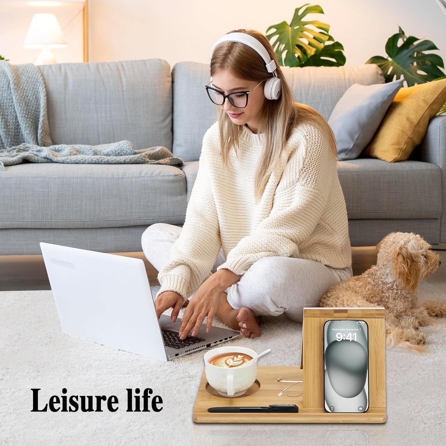 Bamboo Book Holder, Triangle Book Holder Stand with Acrylic Picture Frame, Book Rest with Cup Holder, Tablet and Kindle Stand, Book Lovers Gifts, Bookish Gifts, Bamboo Book Rest Stand