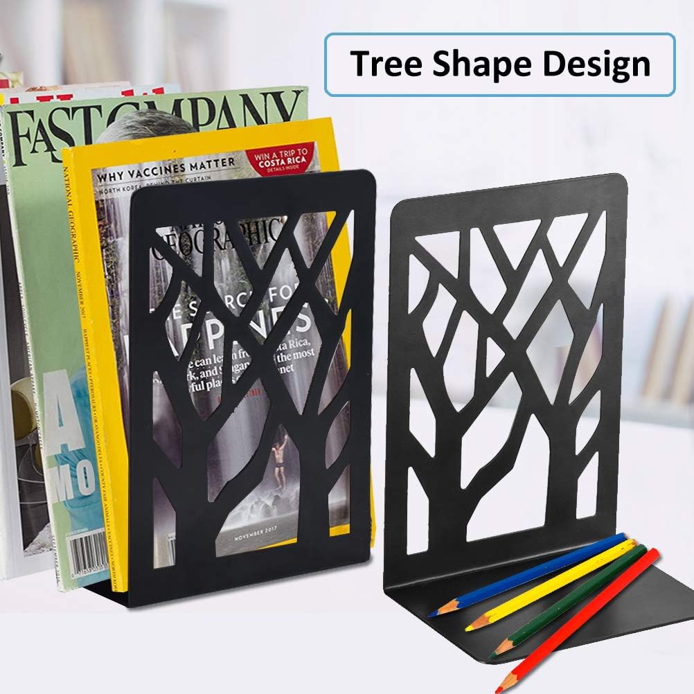 Book Ends, Bookends, Book Ends for Shelves, Bookends for Shelves, Bookend, Book Ends for Heavy Books, Book Shelf Holder Home Decorative, Metal Bookends, Bookend Supports, Book Stoppers (1 Pair, Black)