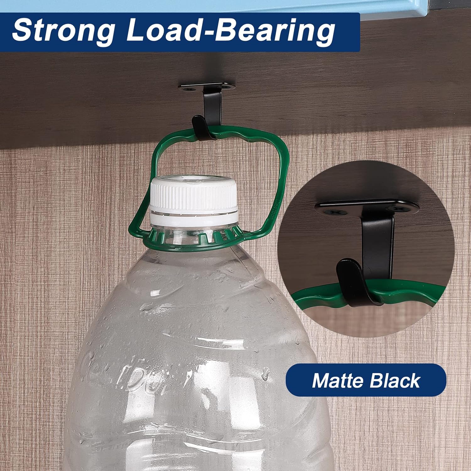 Stainless Steel Screw Mounted Ceiling Hooks, Under-Shelf Towel/Robe Clothes Hook Heavy Duty Coat Hanger for Bathroom Kitchen Cabinet Garage, 10 Pack (Matte Black)