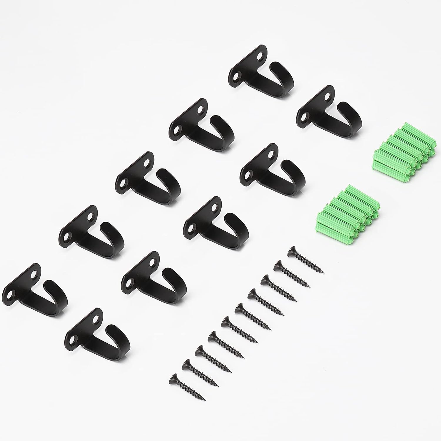 Stainless Steel Screw Mounted Ceiling Hooks, Under-Shelf Towel/Robe Clothes Hook Heavy Duty Coat Hanger for Bathroom Kitchen Cabinet Garage, 10 Pack (Matte Black)