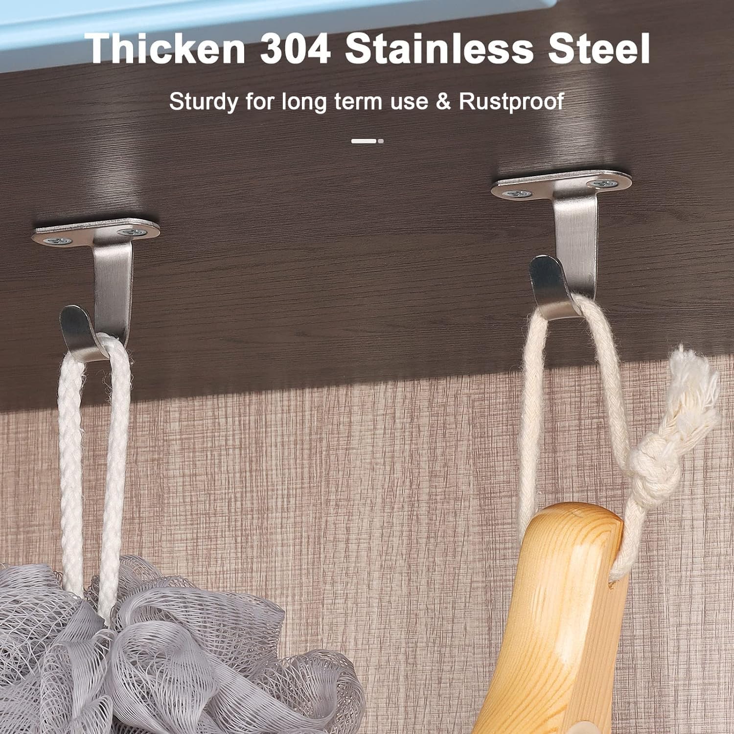 Stainless Steel Screw Mounted Ceiling Hooks, Under-Shelf Towel/Robe Clothes Hook Heavy Duty Coat Hanger for Bathroom Kitchen Cabinet Garage, 10 Pack (Brushed Nickel)