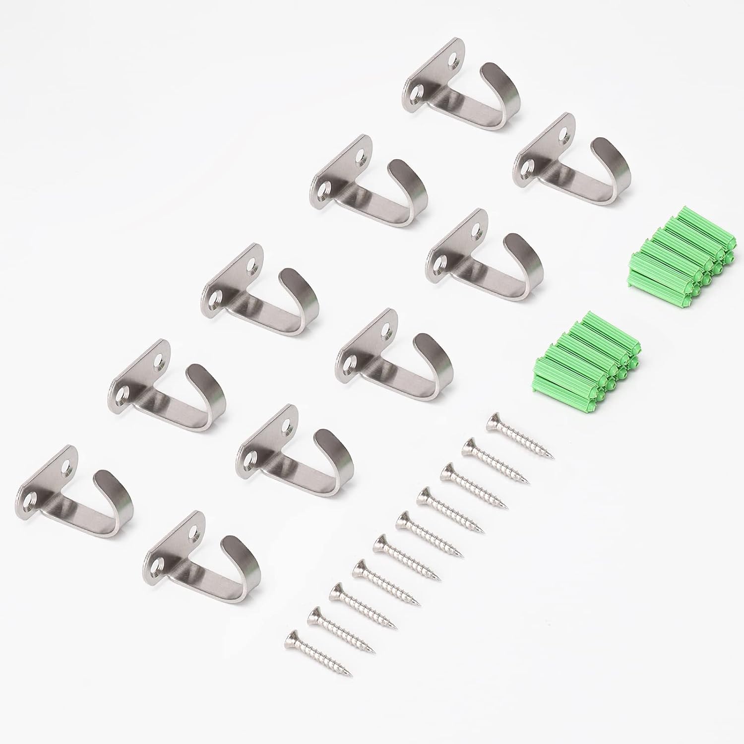 Stainless Steel Screw Mounted Ceiling Hooks, Under-Shelf Towel/Robe Clothes Hook Heavy Duty Coat Hanger for Bathroom Kitchen Cabinet Garage, 10 Pack (Brushed Nickel)