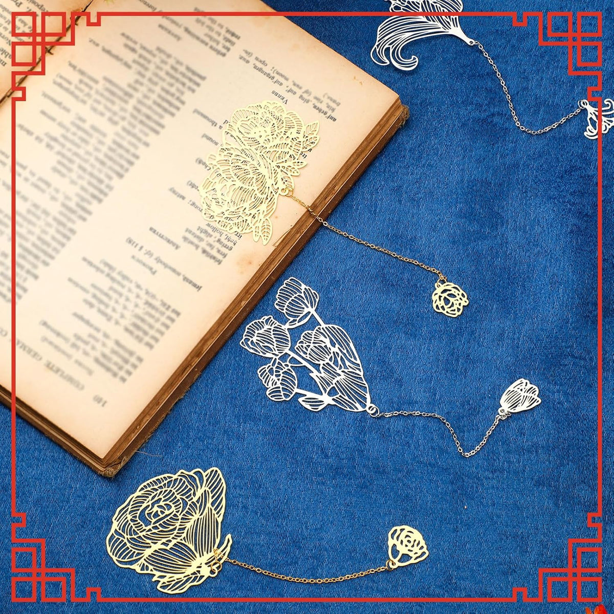 12 Pieces Metal Bookmarks for Women Metal Leaf Bookmark with Chain Christmas Gifts for Book Lovers Writers Readers