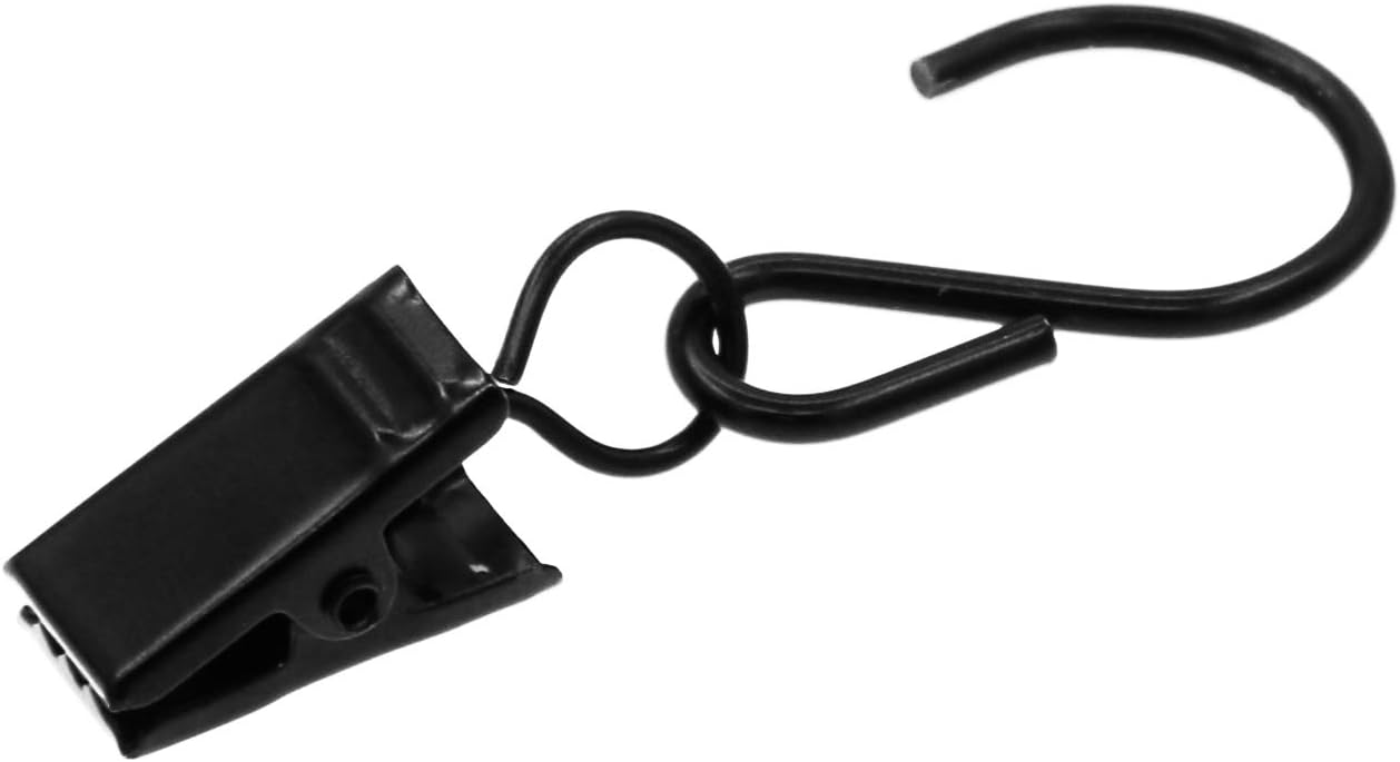 Curtain Clips Gutter Hooks, 40 Pcs Metal S Hooks Awning Xmas Light Shower Hanging Clips for Christmas Decoration, Indoor and Outdoor (Black)