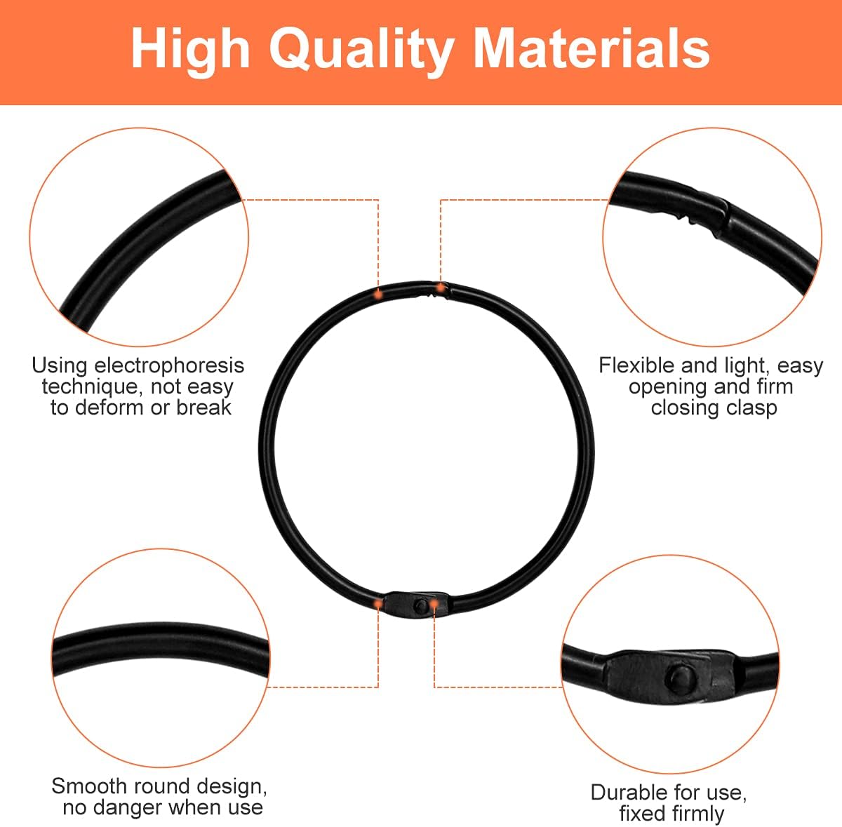 Loose Leaf Binder Book Rings -  36 Pcs 2 Inch Large Metal O Ring Binding Rings for Index Card, School Notecards, Office (Black)