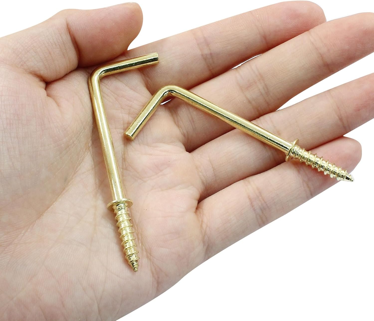 20pcs L Shape Screw Hooks, 2 Inch Square Bend, Gold Steel, 100% Steel, Wall Mount, Minimalist, For Home, Office, Decoration
