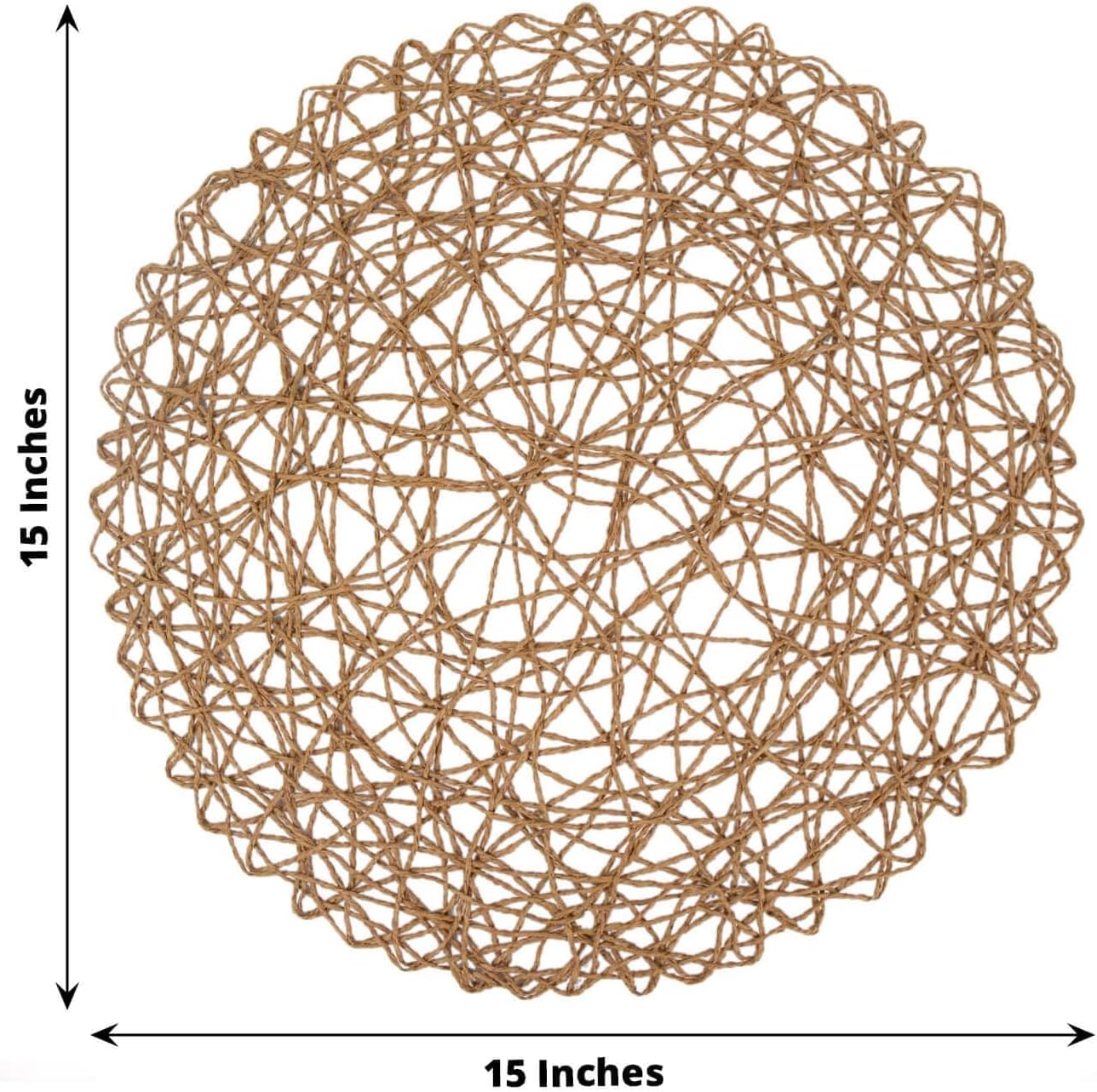Efavormart 6 Pack 15" Natural Metallic String Round Placemats for Wedding Events Birthday Party