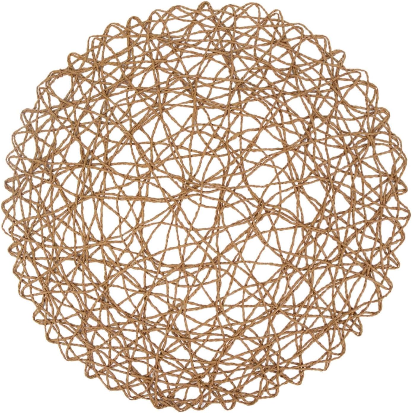 Efavormart 6 Pack 15" Natural Metallic String Round Placemats for Wedding Events Birthday Party