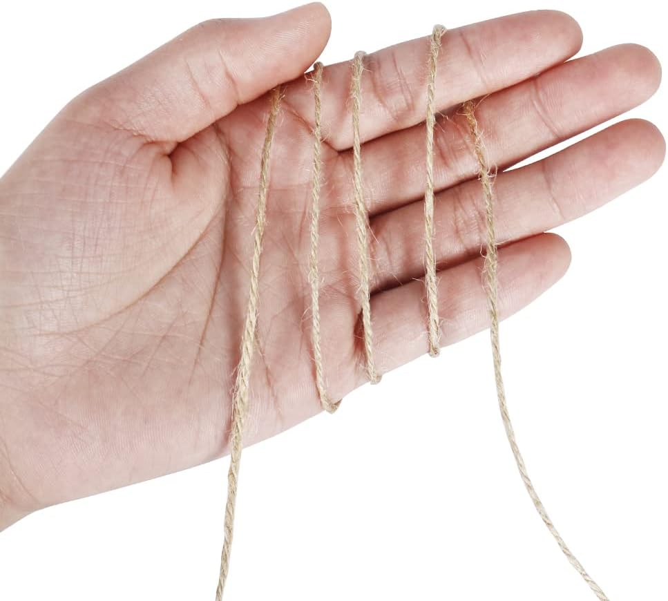 1000 Feet Natural Jute Twine, 2mm Twine String for Arts and Crafts, Gardening, Gift Wrapping, Packaging, Festive Decorations (2PCS x 500 Feet)