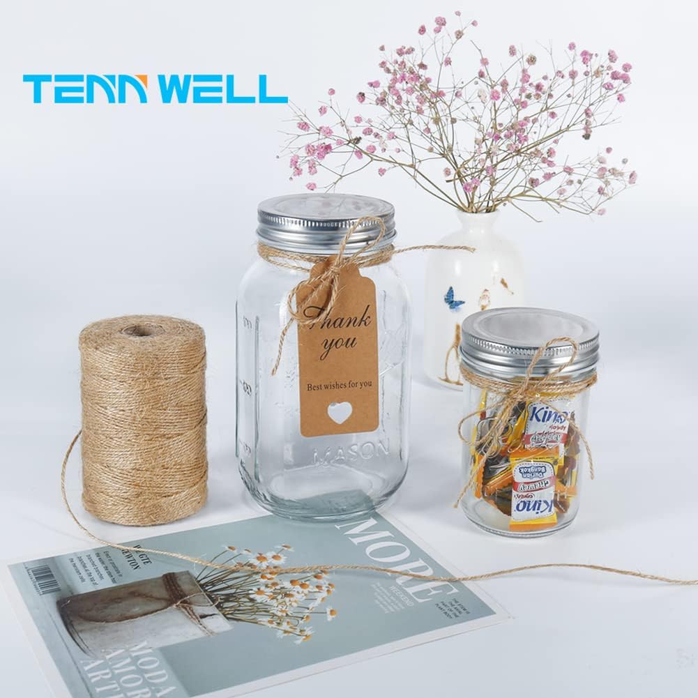1000 Feet Natural Jute Twine, 2mm Twine String for Arts and Crafts, Gardening, Gift Wrapping, Packaging, Festive Decorations (2PCS x 500 Feet)