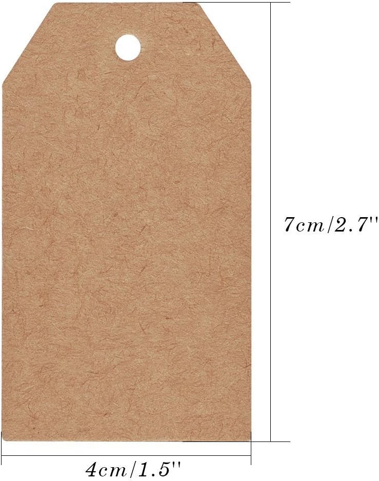 100 Pcs Christmas Gift Tags with String Kraft Paper Vintage Wedding Hang Tags 7x4cm with Natural Jute Twine