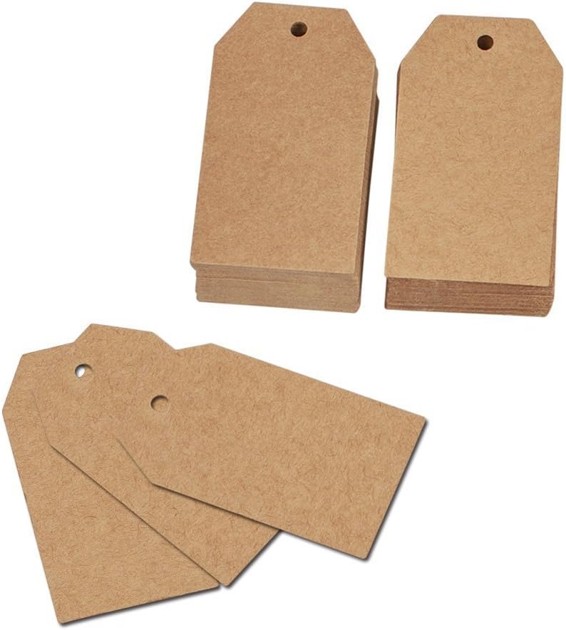 100 Pcs Christmas Gift Tags with String Kraft Paper Vintage Wedding Hang Tags 7x4cm with Natural Jute Twine