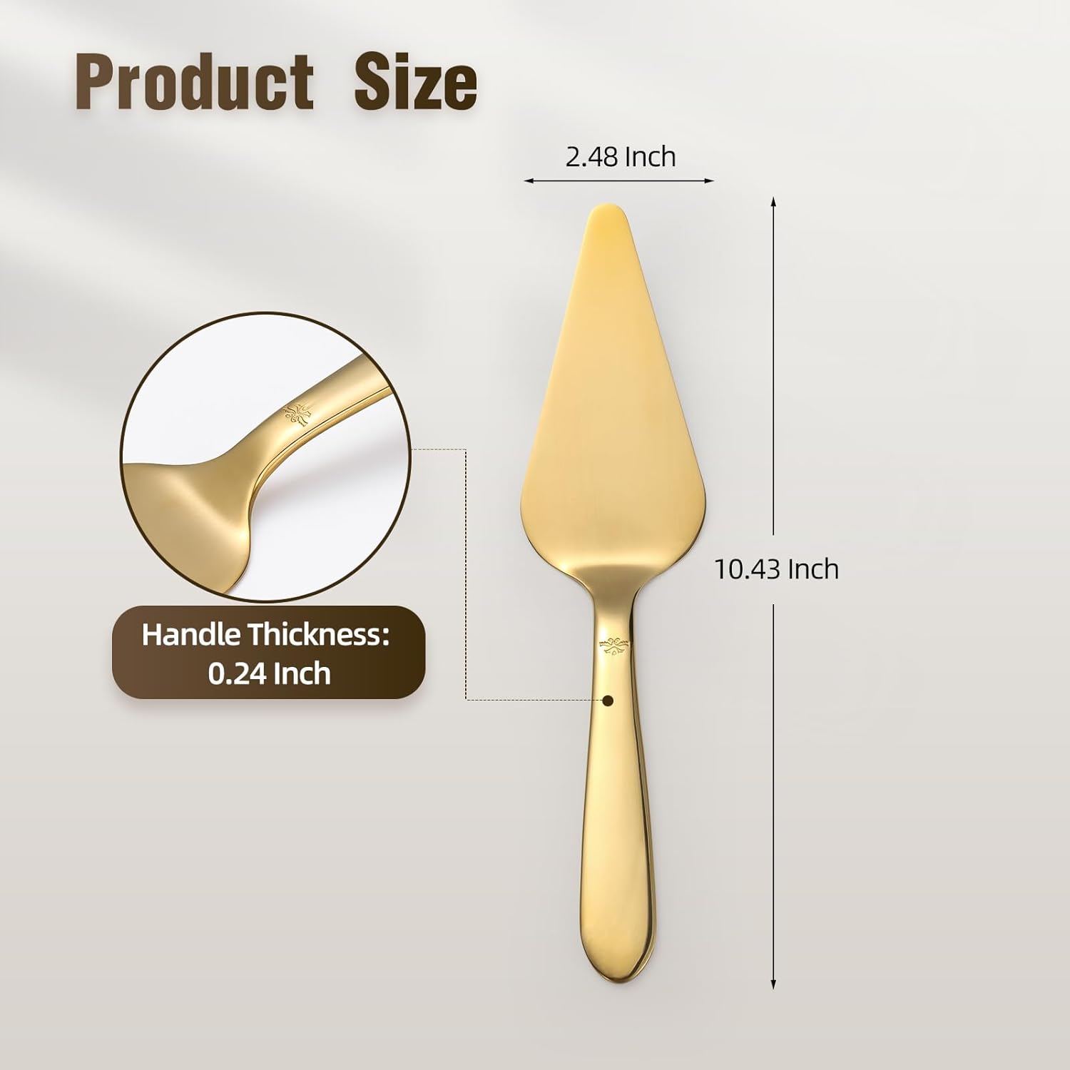 Cake Server, Wedding Cake Cutting Set 2 Piece Gold Cake Cutter, Stainless Steel Pie Server with Smooth Edge and Exquisite Pattern Design for Pastry Pizza Dessert