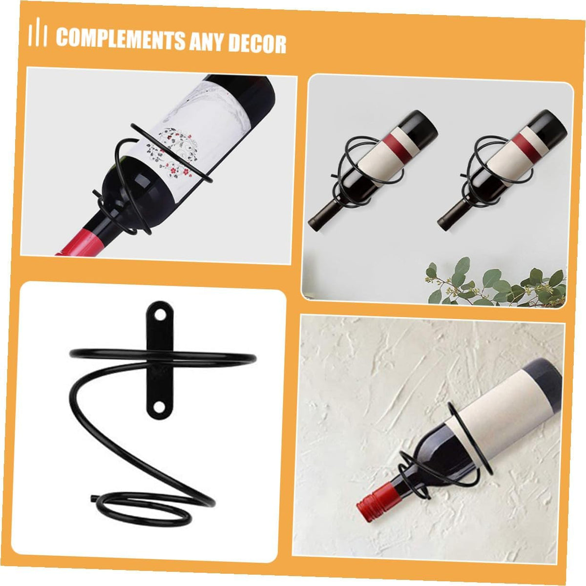 2-Pack Mini Wine Rack Countertop Display Stand for 1 Bottle Space-Saving Iron Storage Holder for Home Kitchens Bars