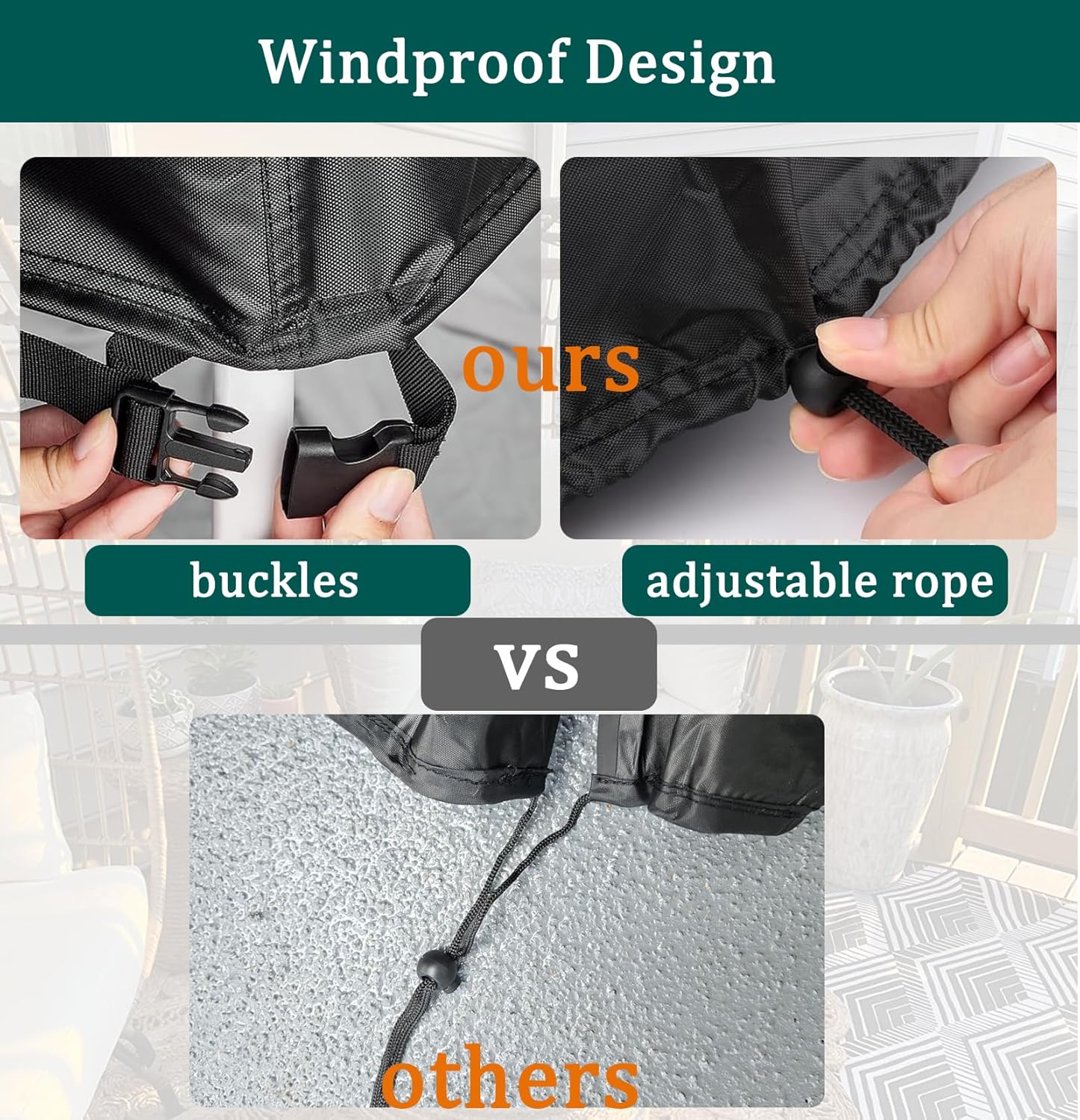 Garden Furniture Cover 115x190cm Waterproof Outdoor Furniture Protector for Garden Chairs Black