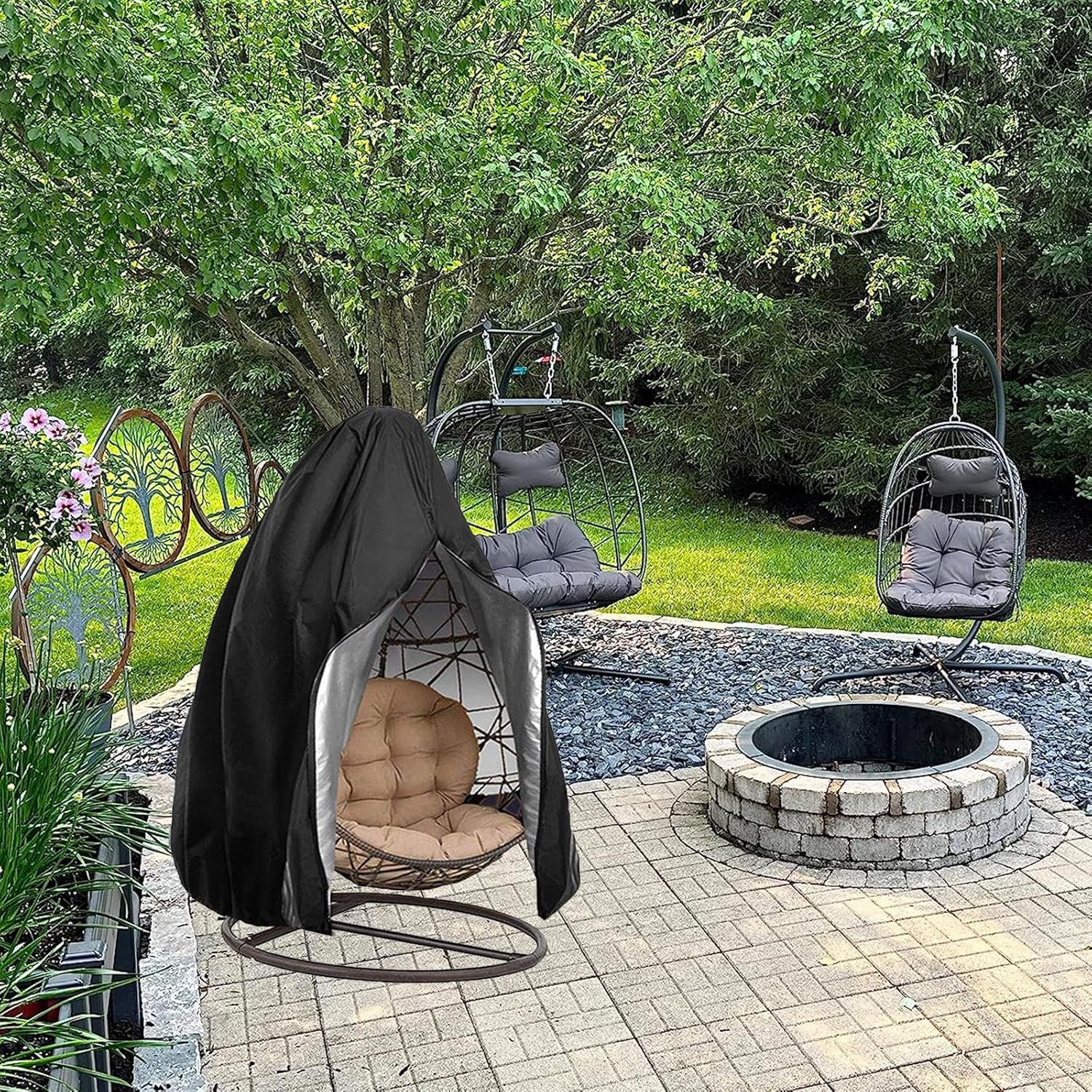 Garden Furniture Cover 115x190cm Waterproof Outdoor Furniture Protector for Garden Chairs Black