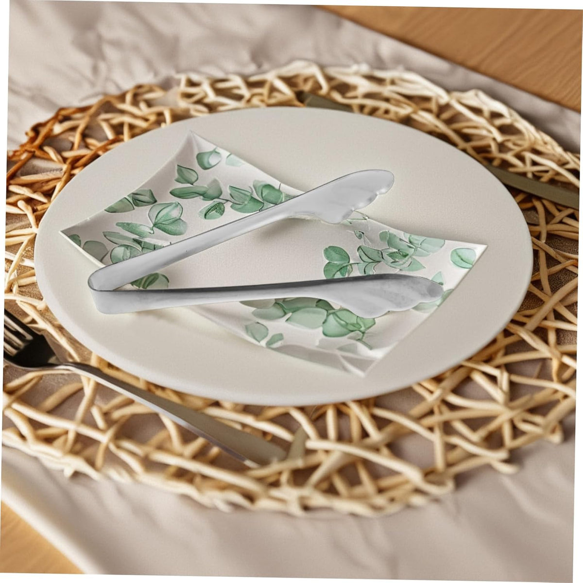 1 Piece Reusable Stainless Steel Food Clip Ice Salad Buffet Retro Angel Wing Design