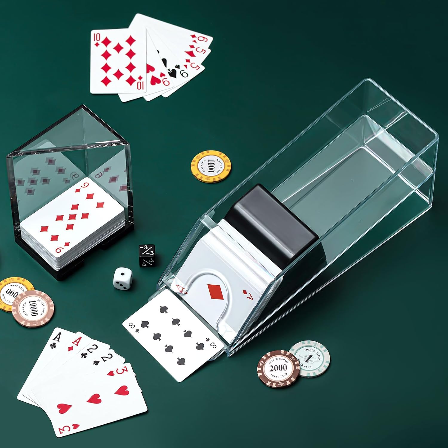 Blackjack Shoe and Discard Tray Clear Acrylic Blackjack Dealing Shoe Card Dispenser for Playing Cards Discard Holder Trays for Game Poker Accessories(6 Deck)