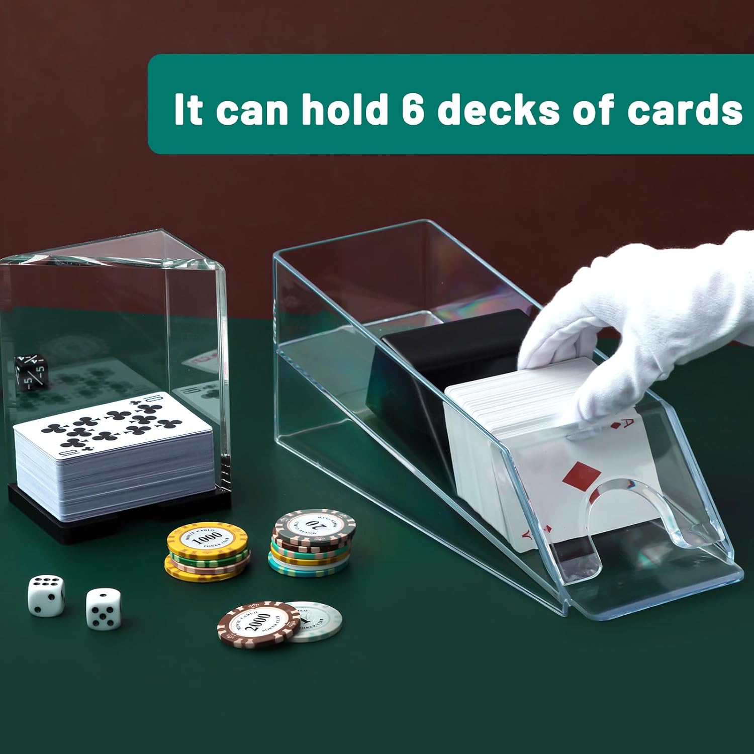 Blackjack Shoe and Discard Tray Clear Acrylic Blackjack Dealing Shoe Card Dispenser for Playing Cards Discard Holder Trays for Game Poker Accessories(6 Deck)