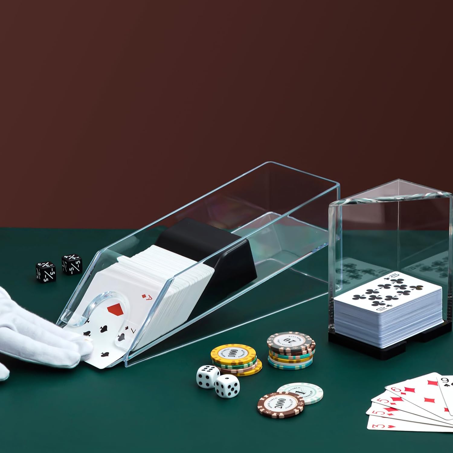 Blackjack Shoe and Discard Tray Clear Acrylic Blackjack Dealing Shoe Card Dispenser for Playing Cards Discard Holder Trays for Game Poker Accessories(6 Deck)