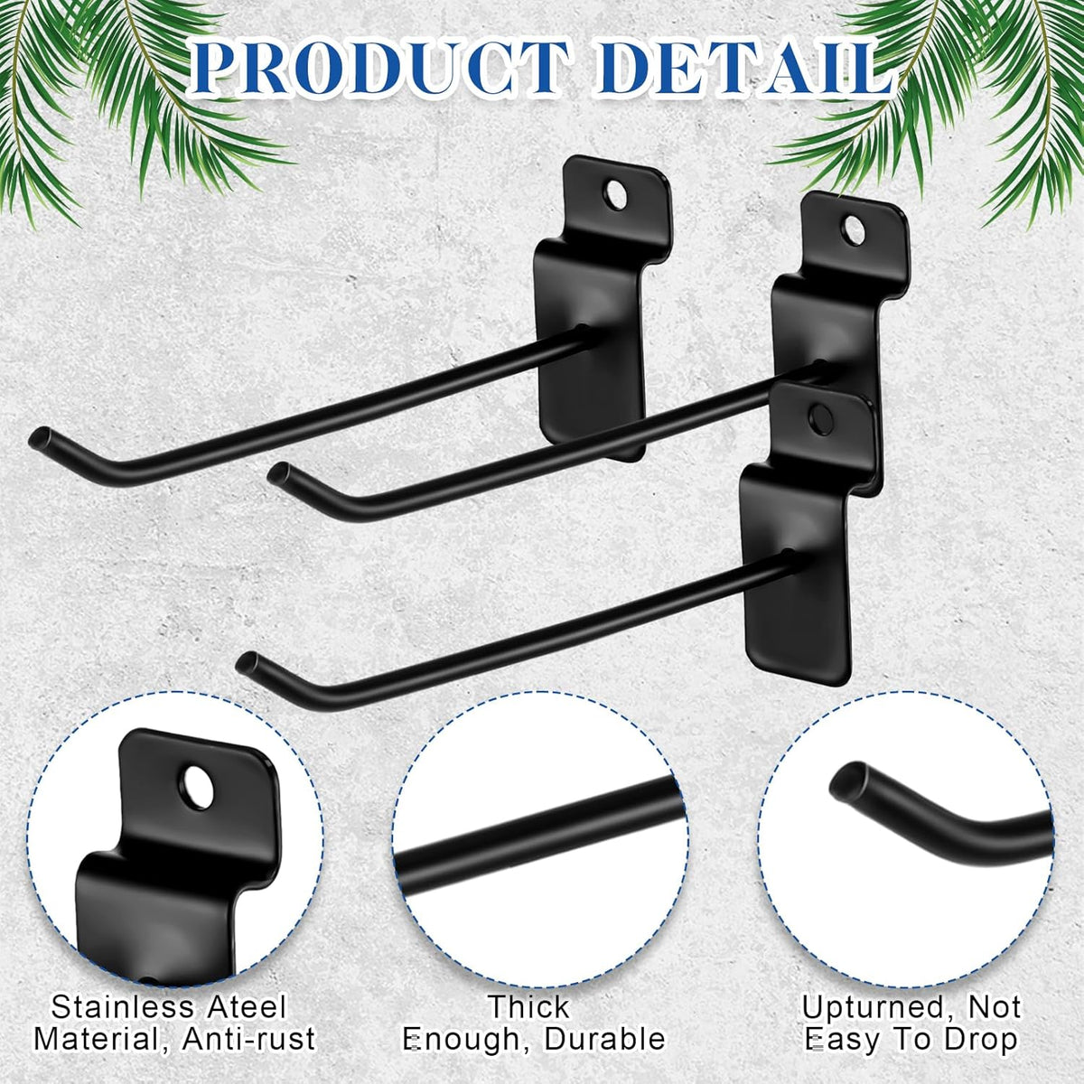 200 Pcs 6 Inches Slatwall Hooks Accessories Black Slat Wall Hanging Hangers Metal Retail Hooks Shelf Brackets Pegs for Pegboard Garage Display