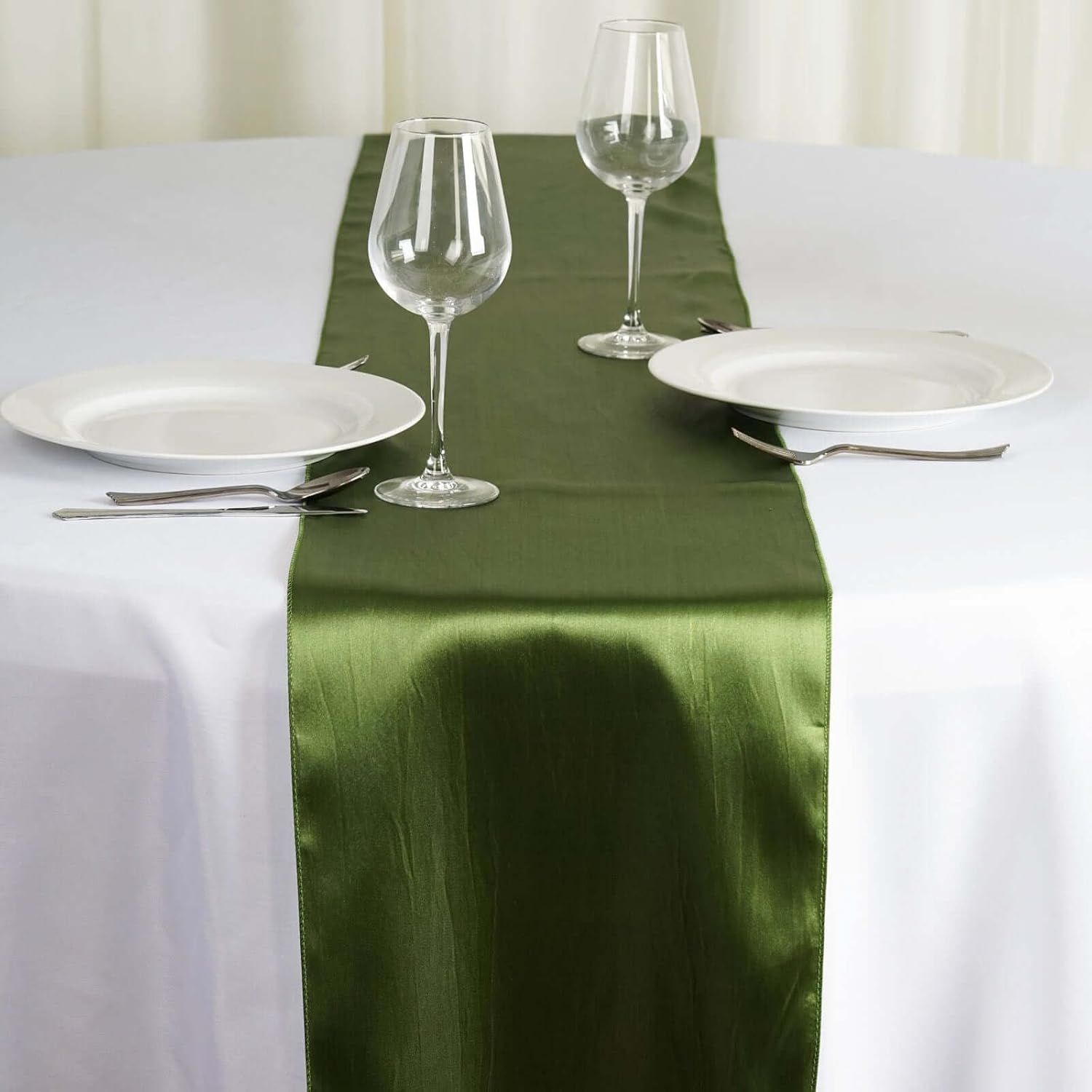 Efavormart 10 PCS 12"x108" Olive Green Satin Table Runner