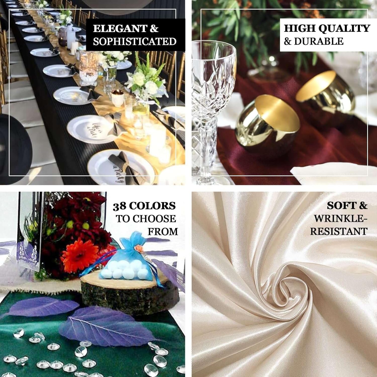 Efavormart 10 PCS 12"x108" Olive Green Satin Table Runner