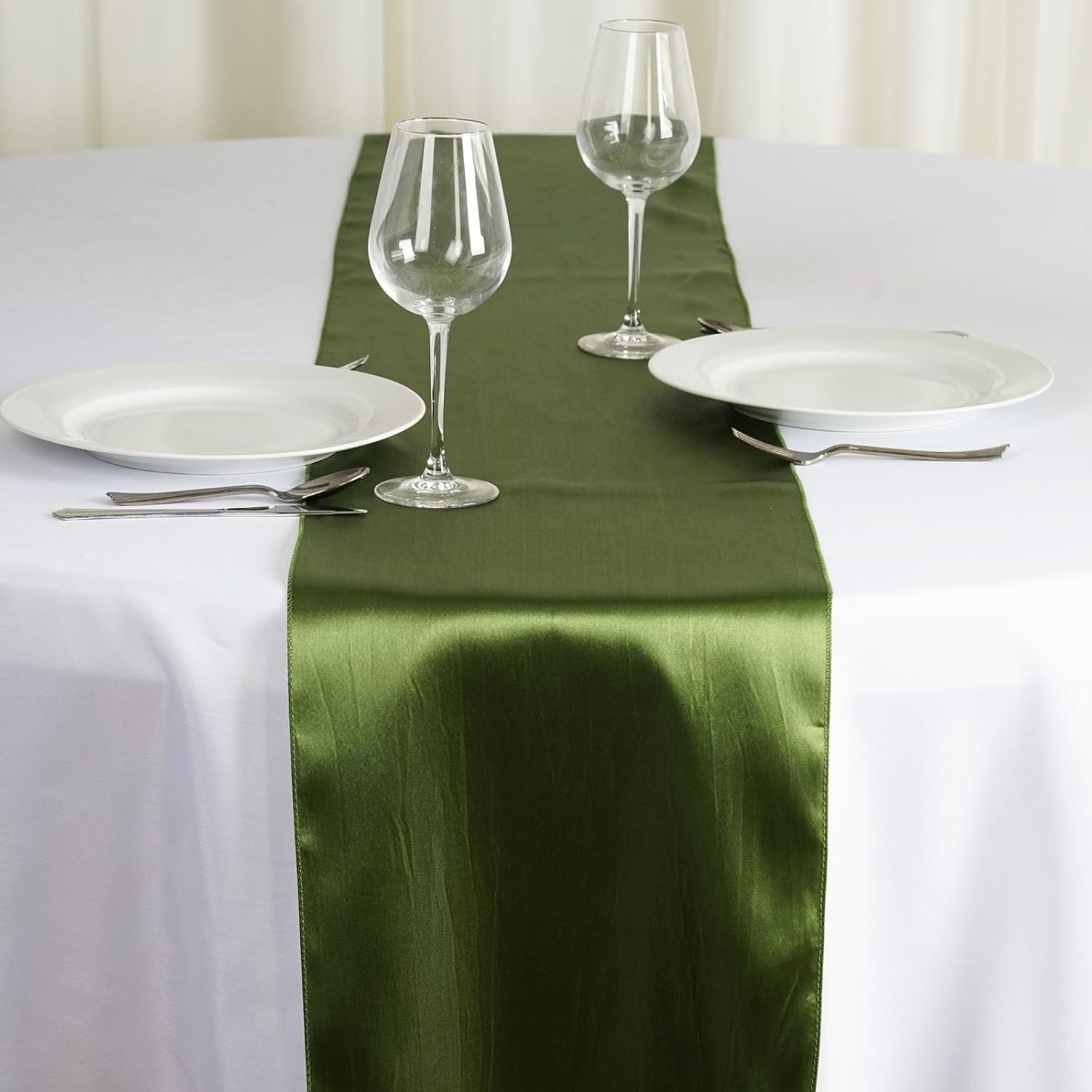 Efavormart 10 PCS 12"x108" Olive Green Satin Table Runner
