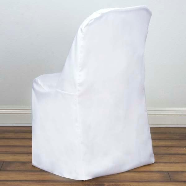 Efavormart 10 PCS White Linen Polyester Folding Chair Cover Dinning Chair Slipcover for Wedding Party Event Banquet Catering