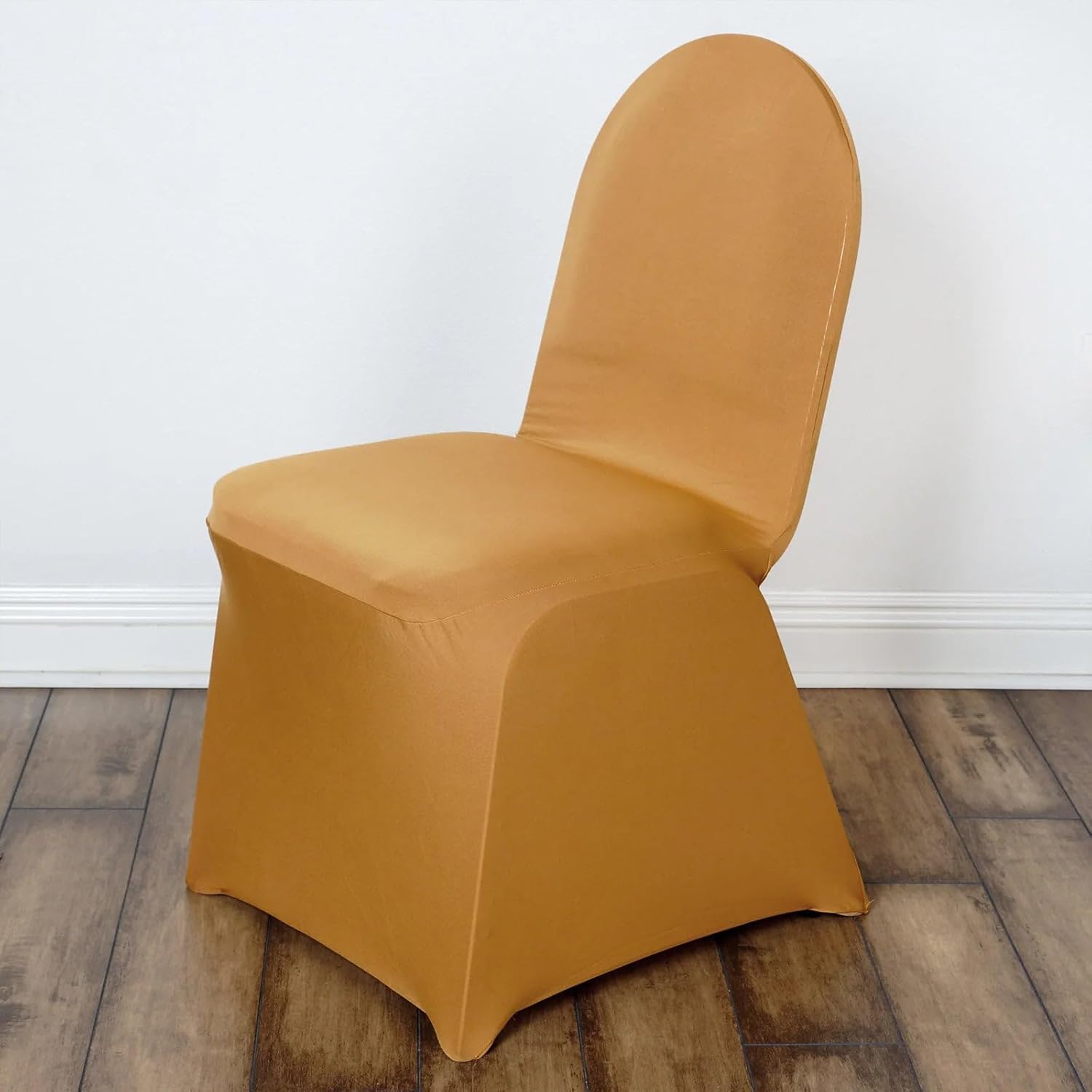 Efavormart 10 PCS Spandex Stretch Gold Chair Covers Universal Banquet Chair Covers for Party Dining with Foot Pockets Washable Wedding Chair Slip Covers for Outdoor