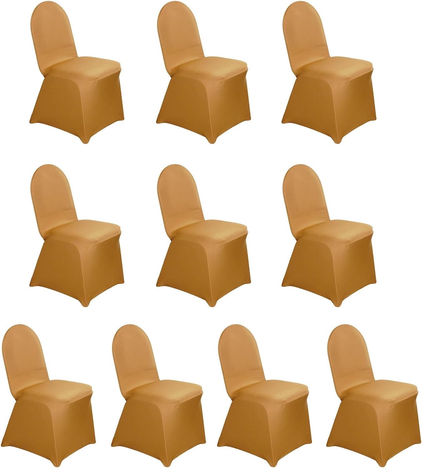Efavormart 10 PCS Spandex Stretch Gold Chair Covers Universal Banquet Chair Covers for Party Dining with Foot Pockets Washable Wedding Chair Slip Covers for Outdoor