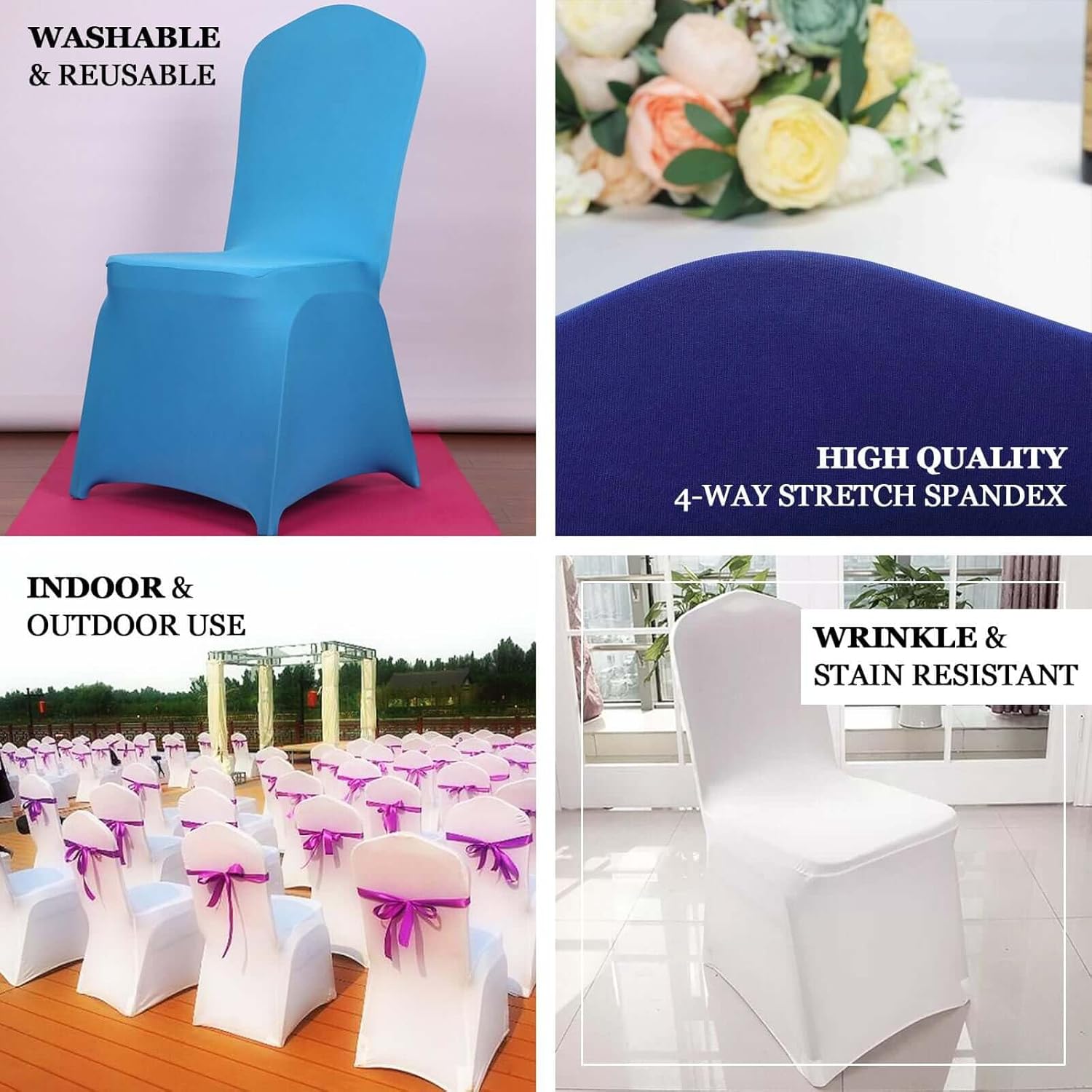 Efavormart 10 PCS Spandex Stretch Gold Chair Covers Universal Banquet Chair Covers for Party Dining with Foot Pockets Washable Wedding Chair Slip Covers for Outdoor