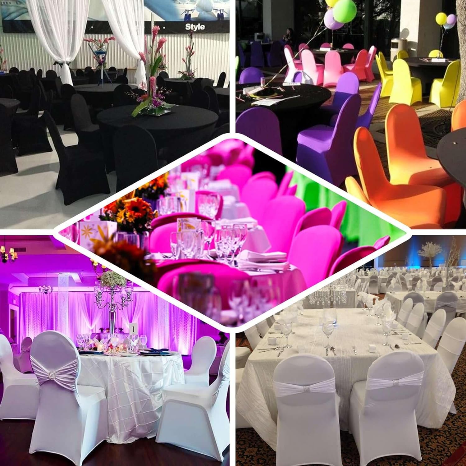 Efavormart 10 PCS Spandex Stretch Gold Chair Covers Universal Banquet Chair Covers for Party Dining with Foot Pockets Washable Wedding Chair Slip Covers for Outdoor
