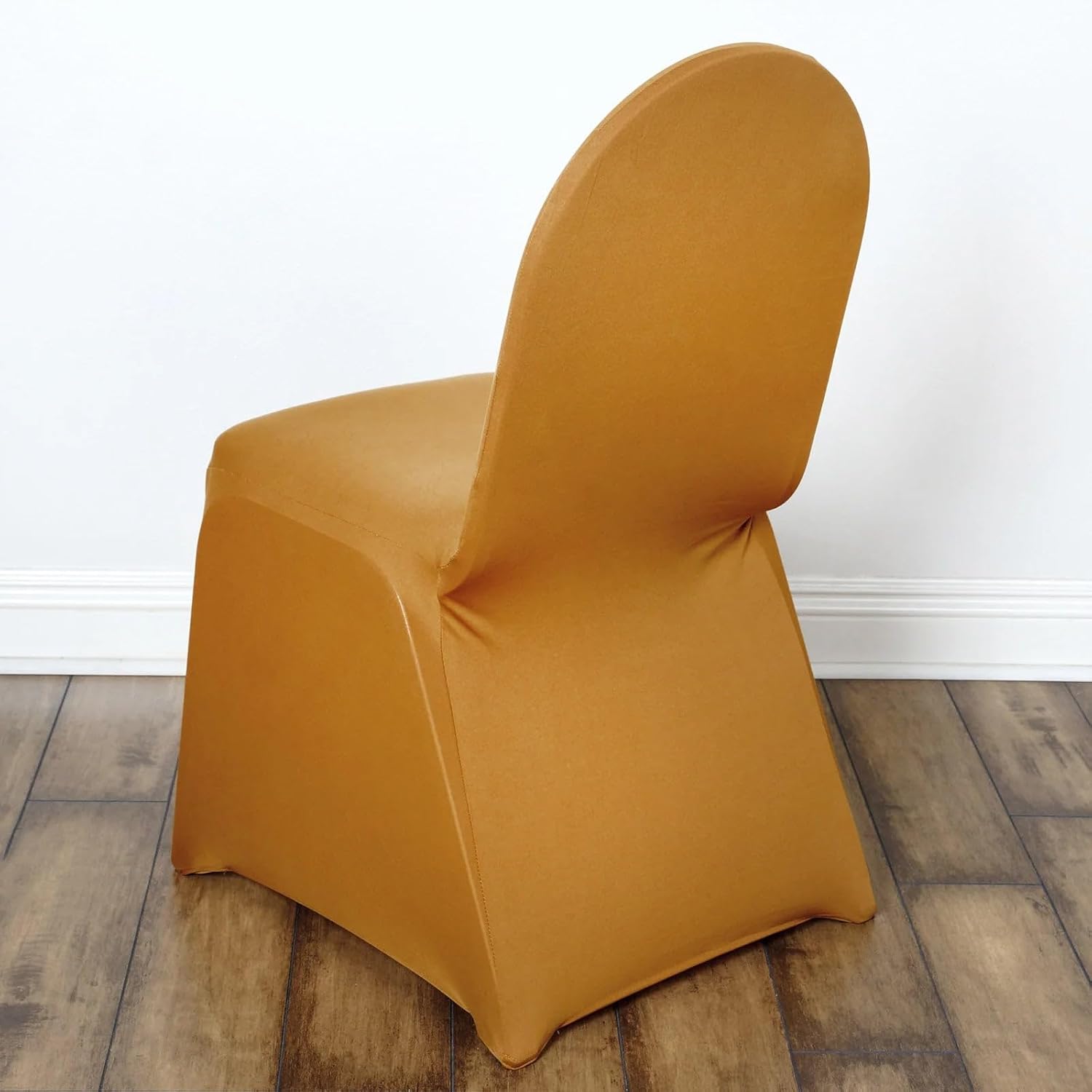 Efavormart 10 PCS Spandex Stretch Gold Chair Covers Universal Banquet Chair Covers for Party Dining with Foot Pockets Washable Wedding Chair Slip Covers for Outdoor